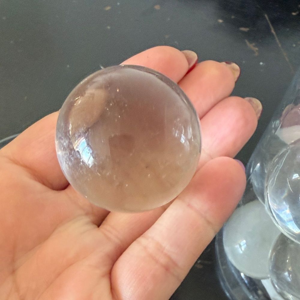 Crystal ball vase, fillers,- Set of 2 - Picture 3 of 6